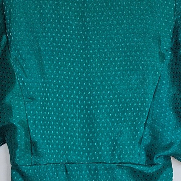 Lulus Cabaret Queen Polka Dot Embossed Satin Midi Dress Small Green Party Event - Picture 14 of 15